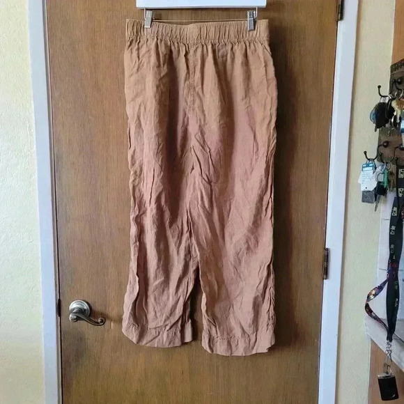 Talbots Brown 100% Linen Wide Leg Pants Women's Size Large - Picture 2 of 9